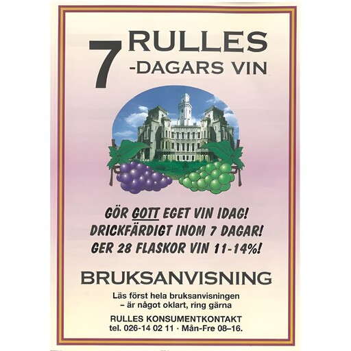 Instruktioner: Rulles 7-dagars vin